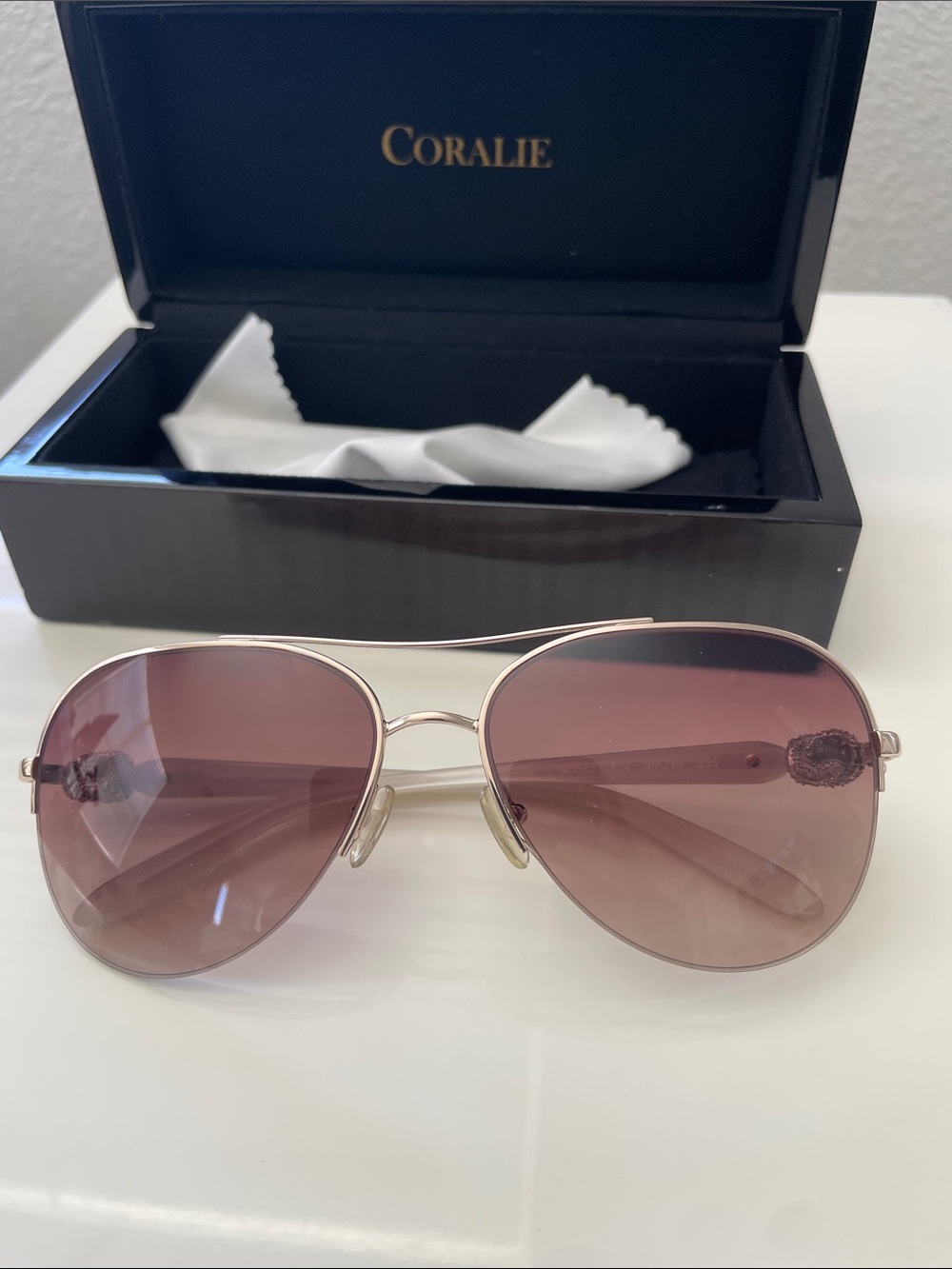 Coralie Gradient Aviator Sunglasses - Gold Frame